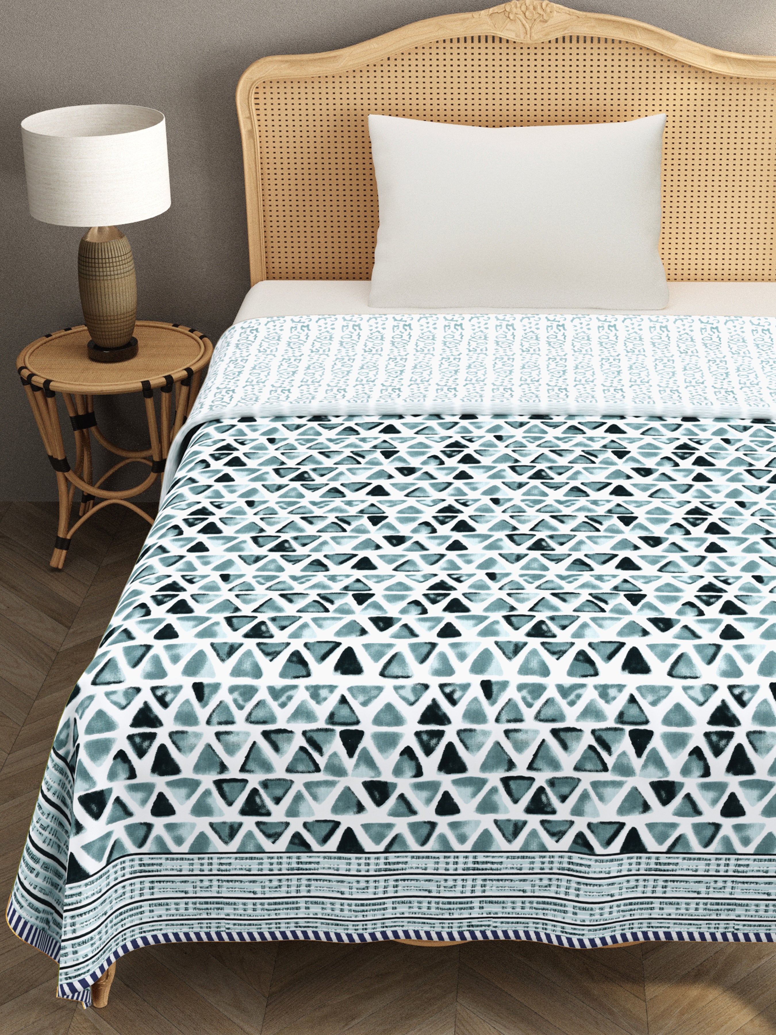 Ethnic Printed Reversible Single Bed Cotton AC Blanket | Lightweight Summer Dohar 60x90 inches