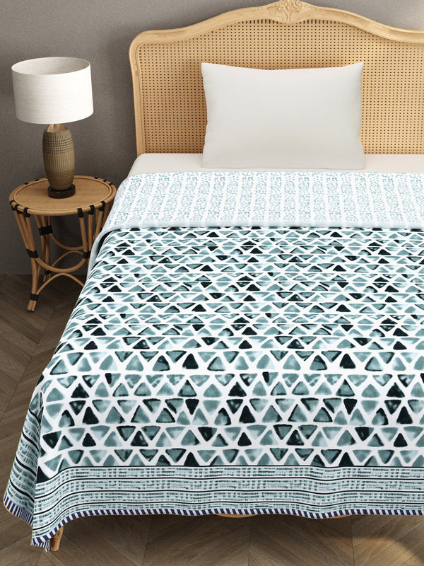 Ethnic Printed Reversible Single Bed Cotton AC Blanket | Lightweight Summer Dohar 60x90 inches