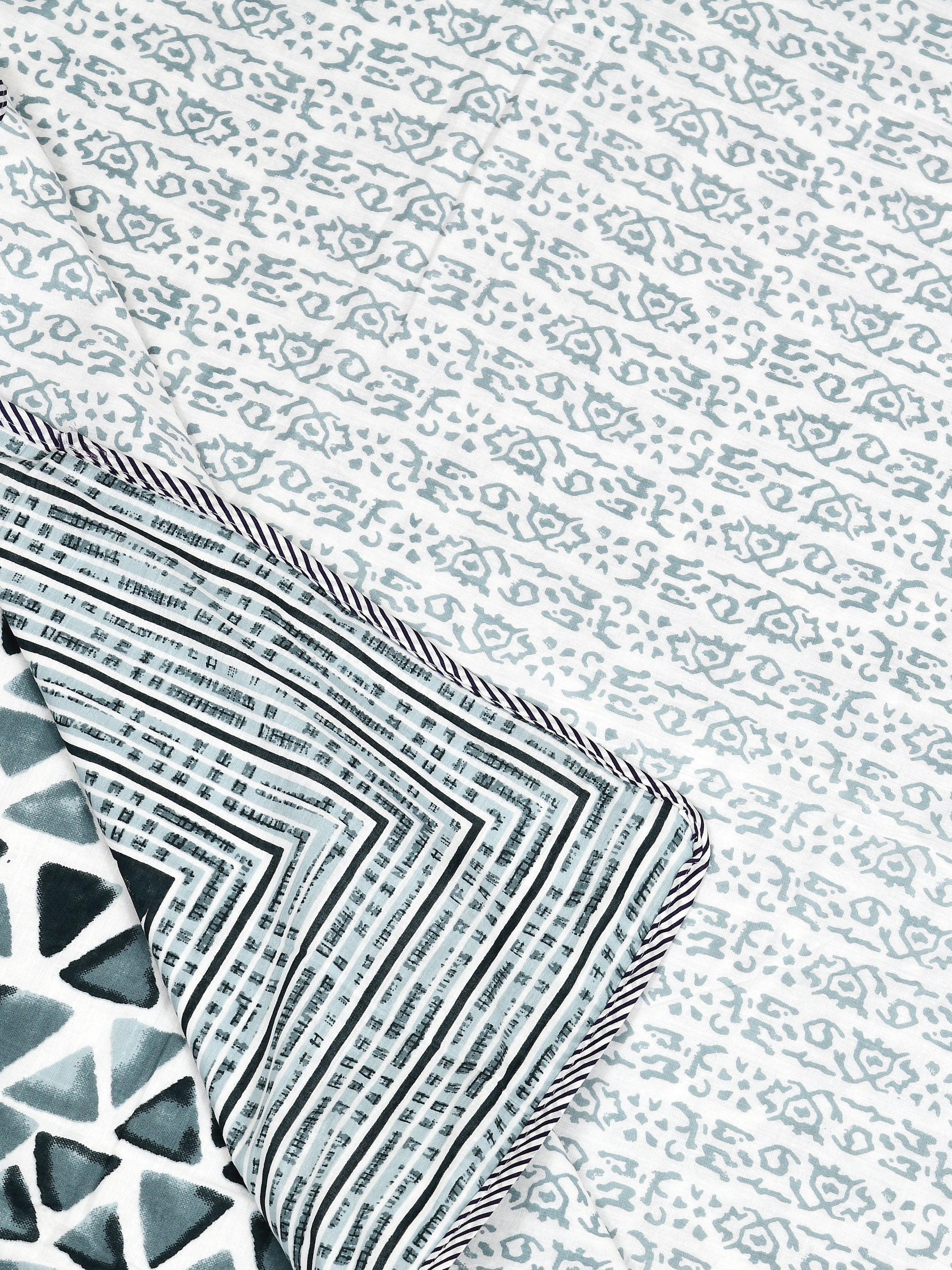 Ethnic Printed Reversible Single Bed Cotton AC Blanket | Lightweight Summer Dohar 60x90 inches