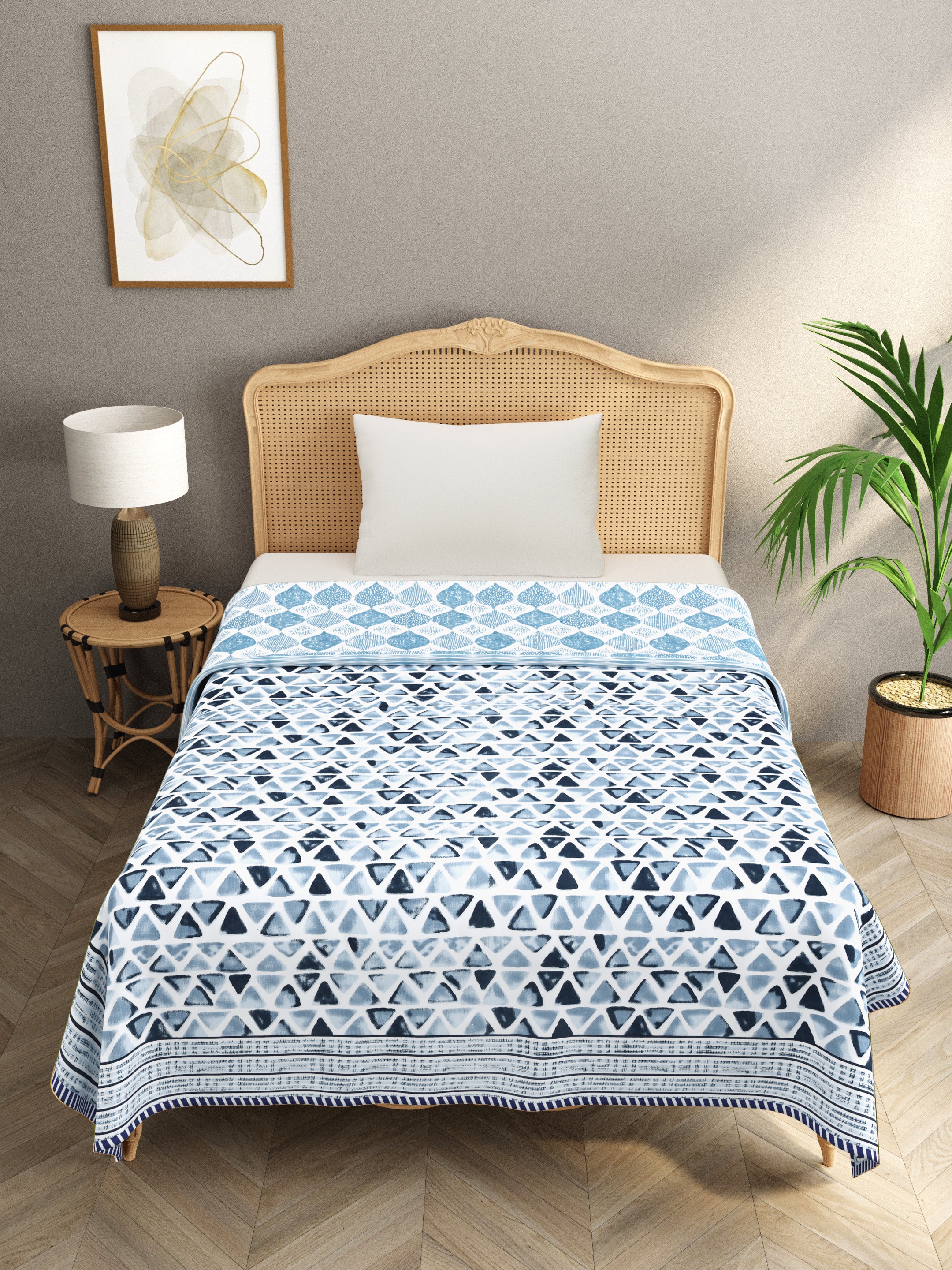Ethnic Printed Reversible Single Bed Cotton AC Blanket | Lightweight Summer Dohar 60x90 inches