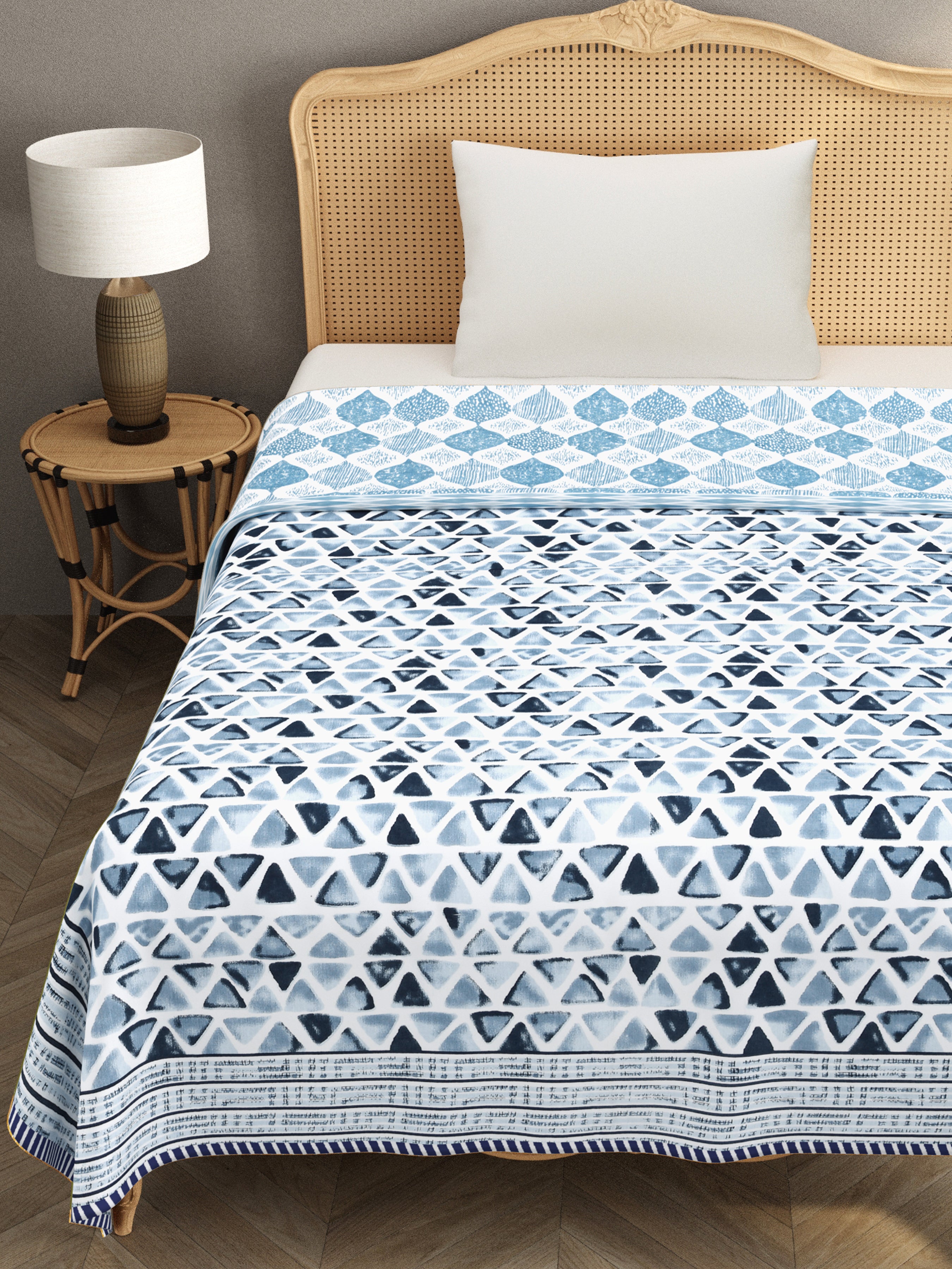 Ethnic Printed Reversible Single Bed Cotton AC Blanket | Lightweight Summer Dohar 60x90 inches