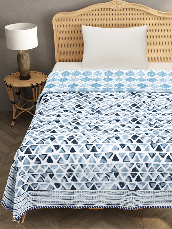 Ethnic Printed Reversible Single Bed Cotton AC Blanket | Lightweight Summer Dohar 60x90 inches