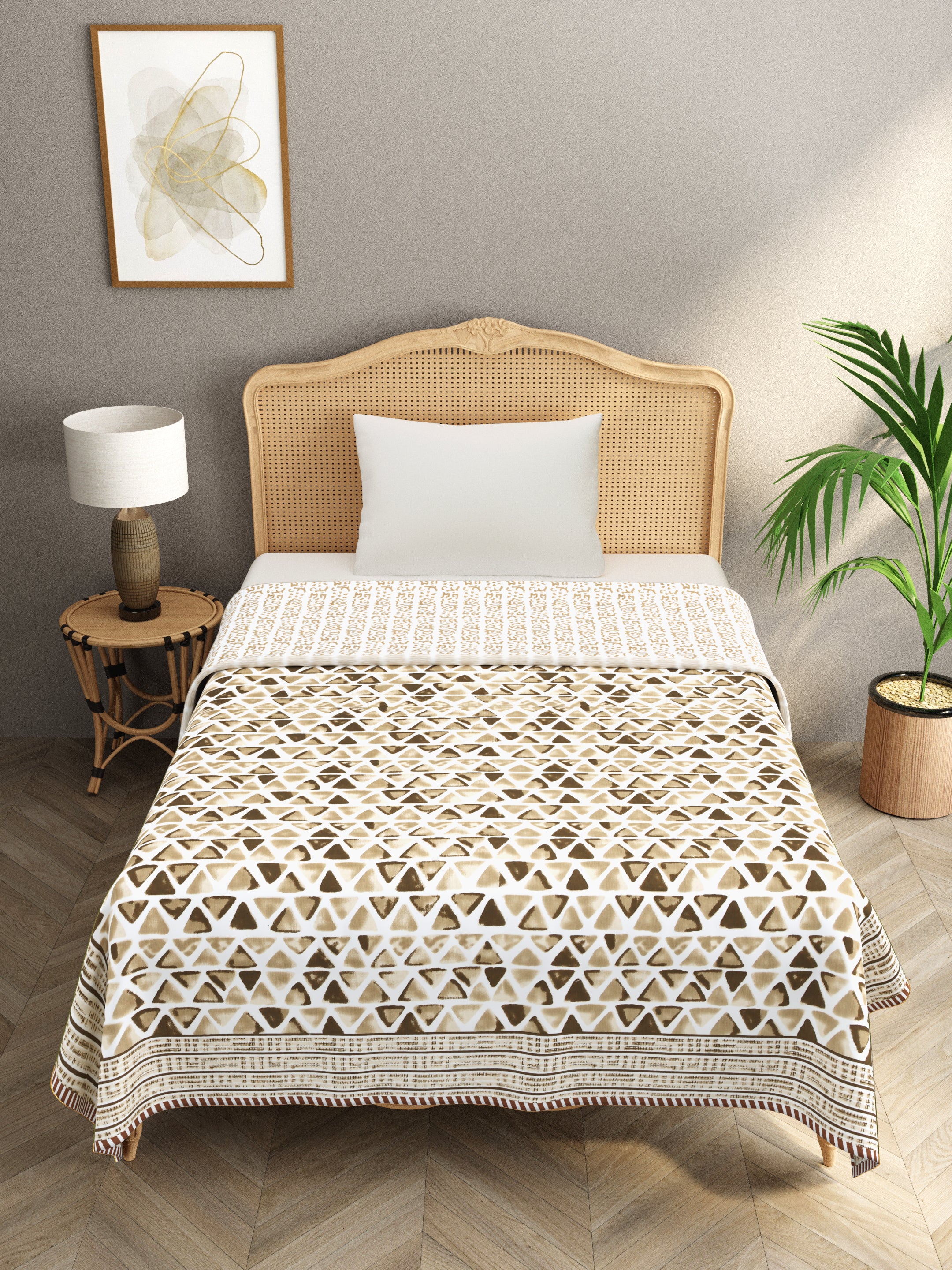 Ethnic Printed Reversible Single Bed Cotton AC Blanket | Lightweight Summer Dohar 60x90 inches