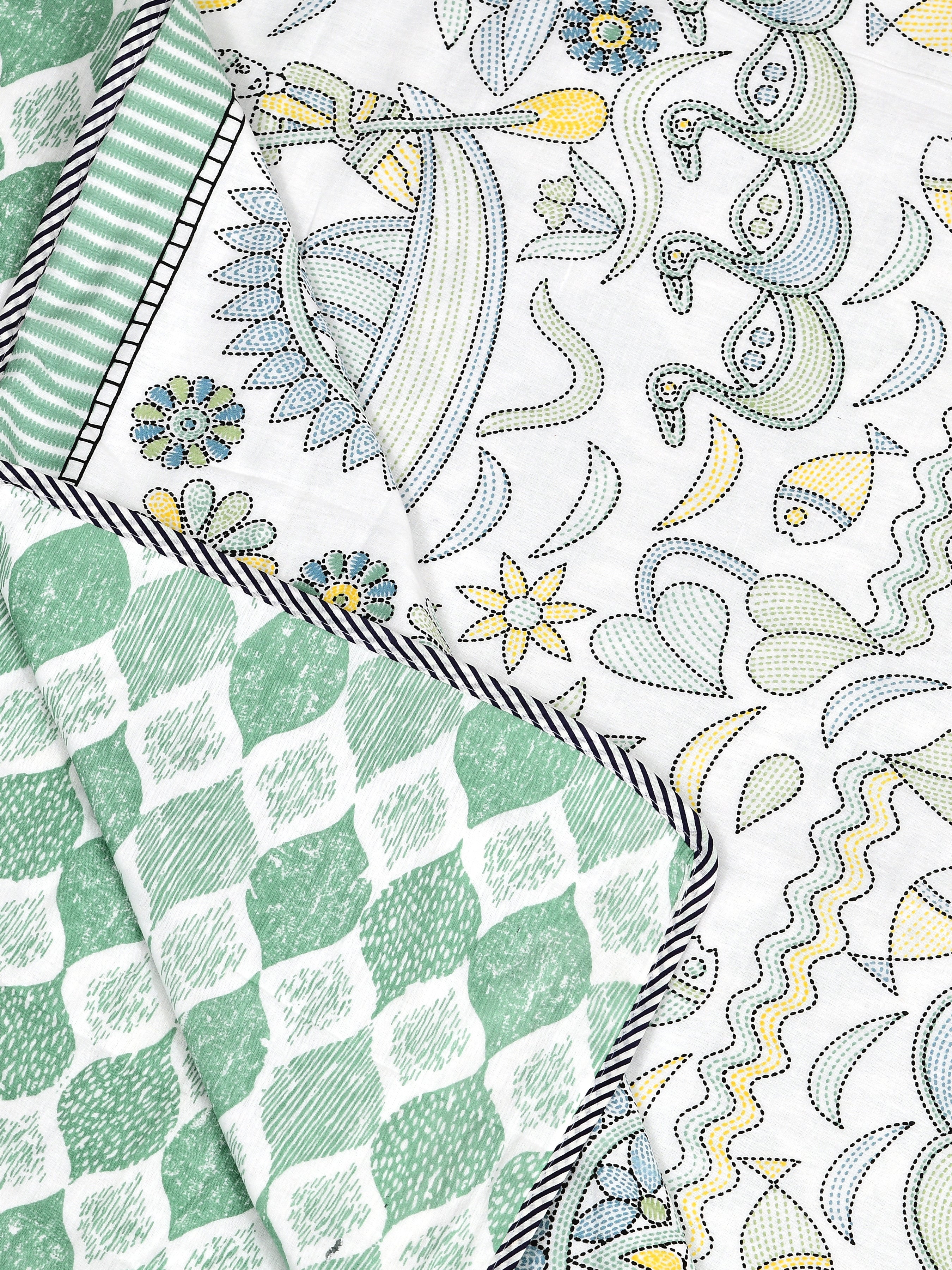 Ethnic Printed Reversible Single Bed Cotton AC Blanket | Lightweight Summer Dohar 60x90 inches