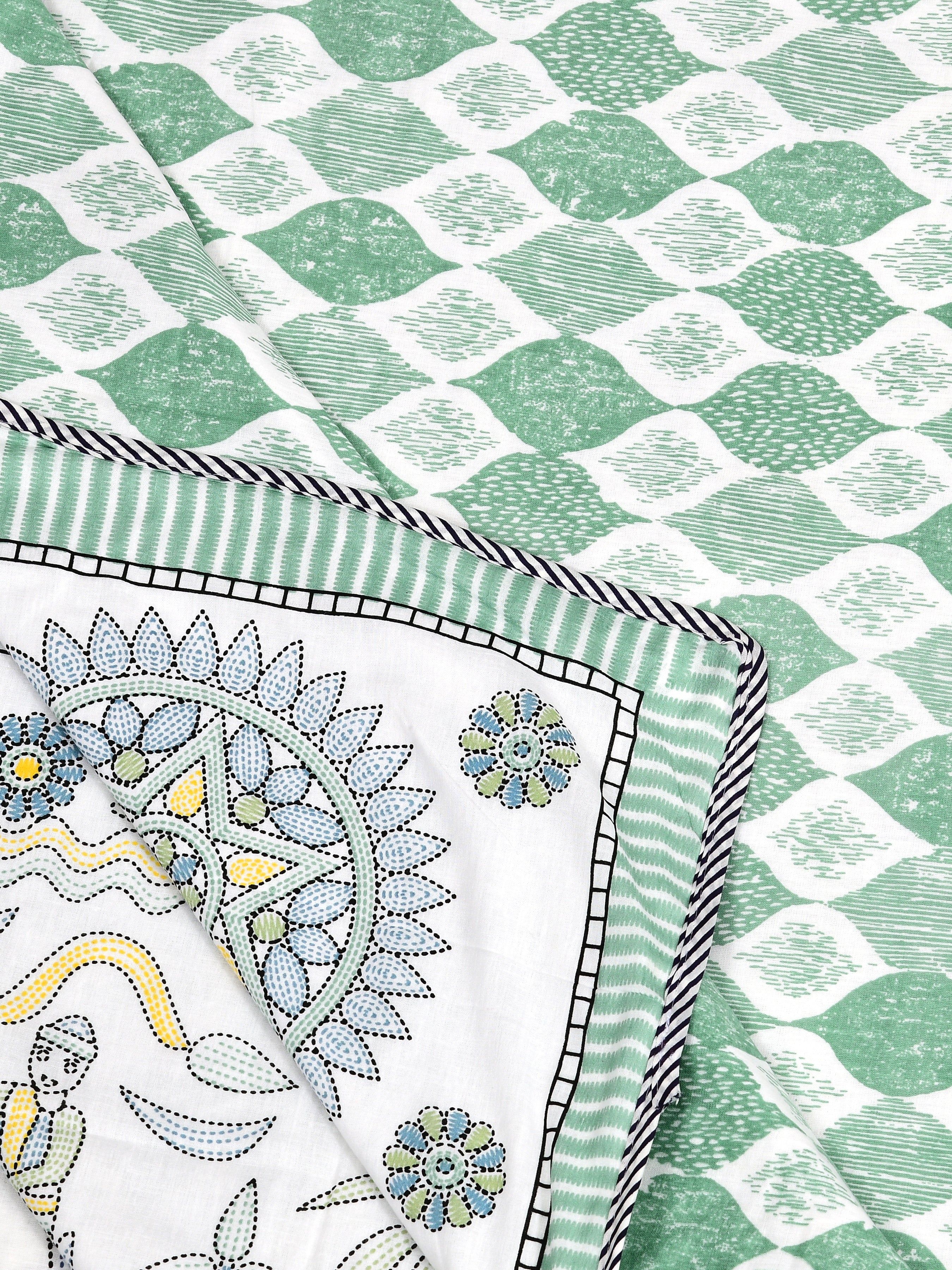Ethnic Printed Reversible Single Bed Cotton AC Blanket | Lightweight Summer Dohar 60x90 inches