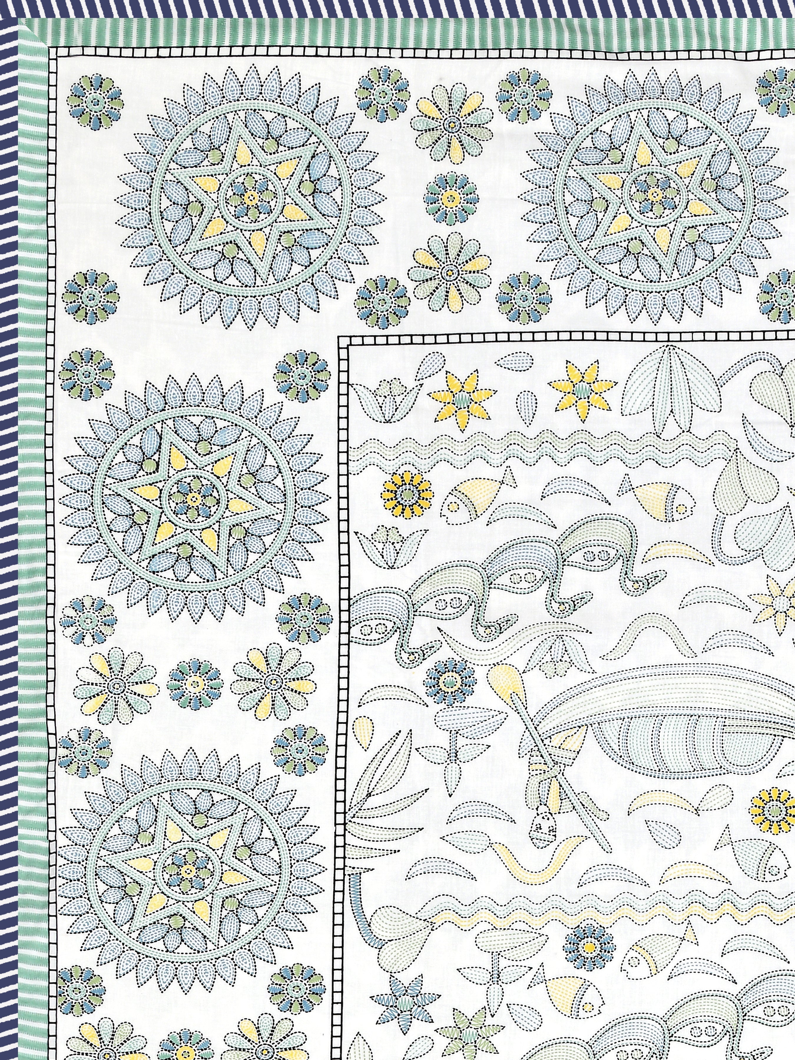 Ethnic Printed Reversible Single Bed Cotton AC Blanket | Lightweight Summer Dohar 60x90 inches