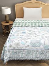 Ethnic Printed Reversible Single Bed Cotton AC Blanket | Lightweight Summer Dohar 60x90 inches