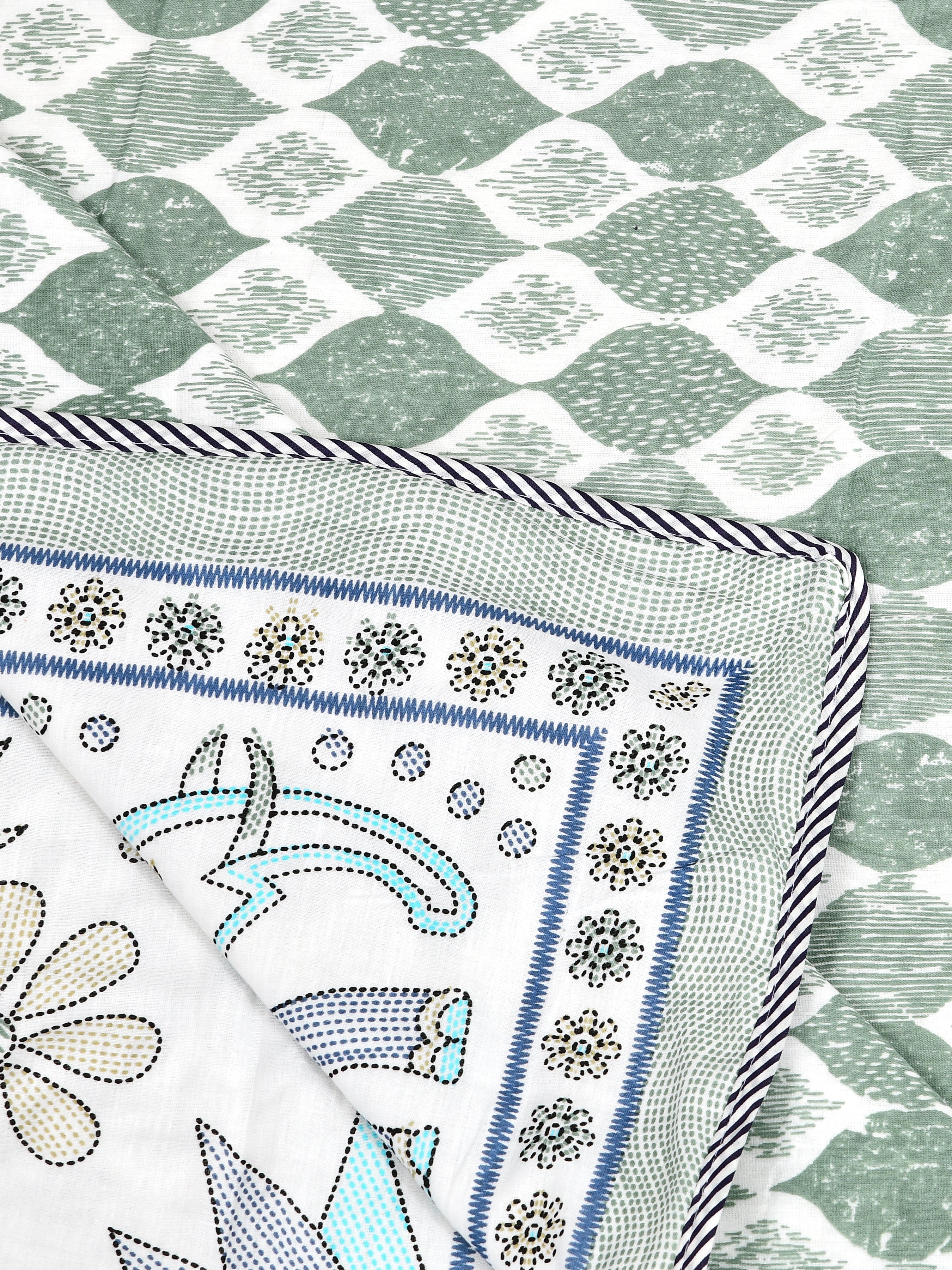 Ethnic Printed Reversible Single Bed Cotton AC Blanket | Lightweight Summer Dohar 60x90 inches