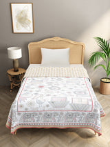 Ethnic Printed Reversible Single Bed Cotton AC Blanket | Lightweight Summer Dohar 60x90 inches