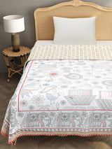 Ethnic Printed Reversible Single Bed Cotton AC Blanket | Lightweight Summer Dohar 60x90 inches