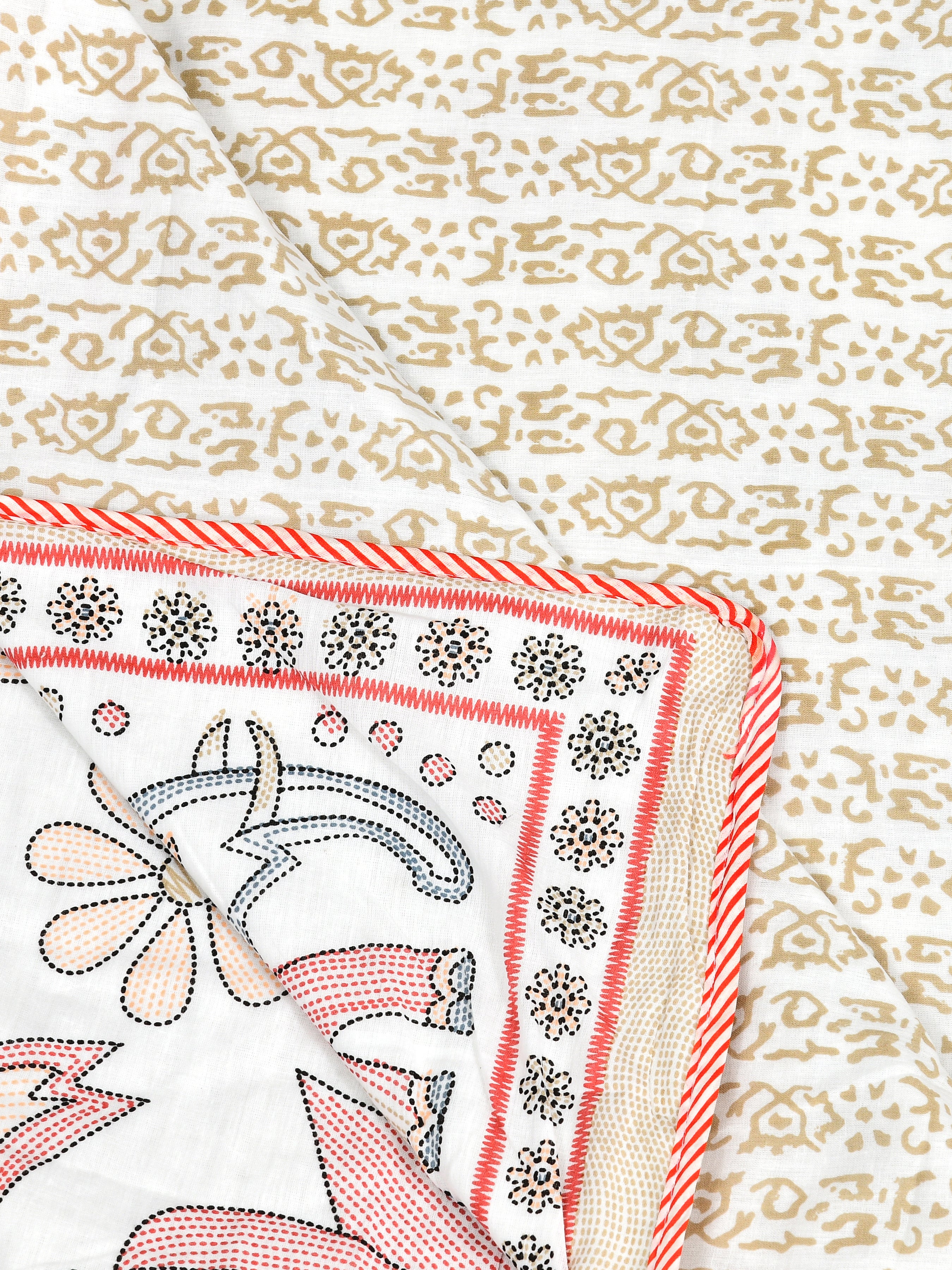 Ethnic Printed Reversible Single Bed Cotton AC Blanket | Lightweight Summer Dohar 60x90 inches