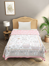 Ethnic Printed Reversible Single Bed Cotton AC Blanket | Lightweight Summer Dohar 60x90 inches