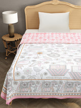 Ethnic Printed Reversible Single Bed Cotton AC Blanket | Lightweight Summer Dohar 60x90 inches