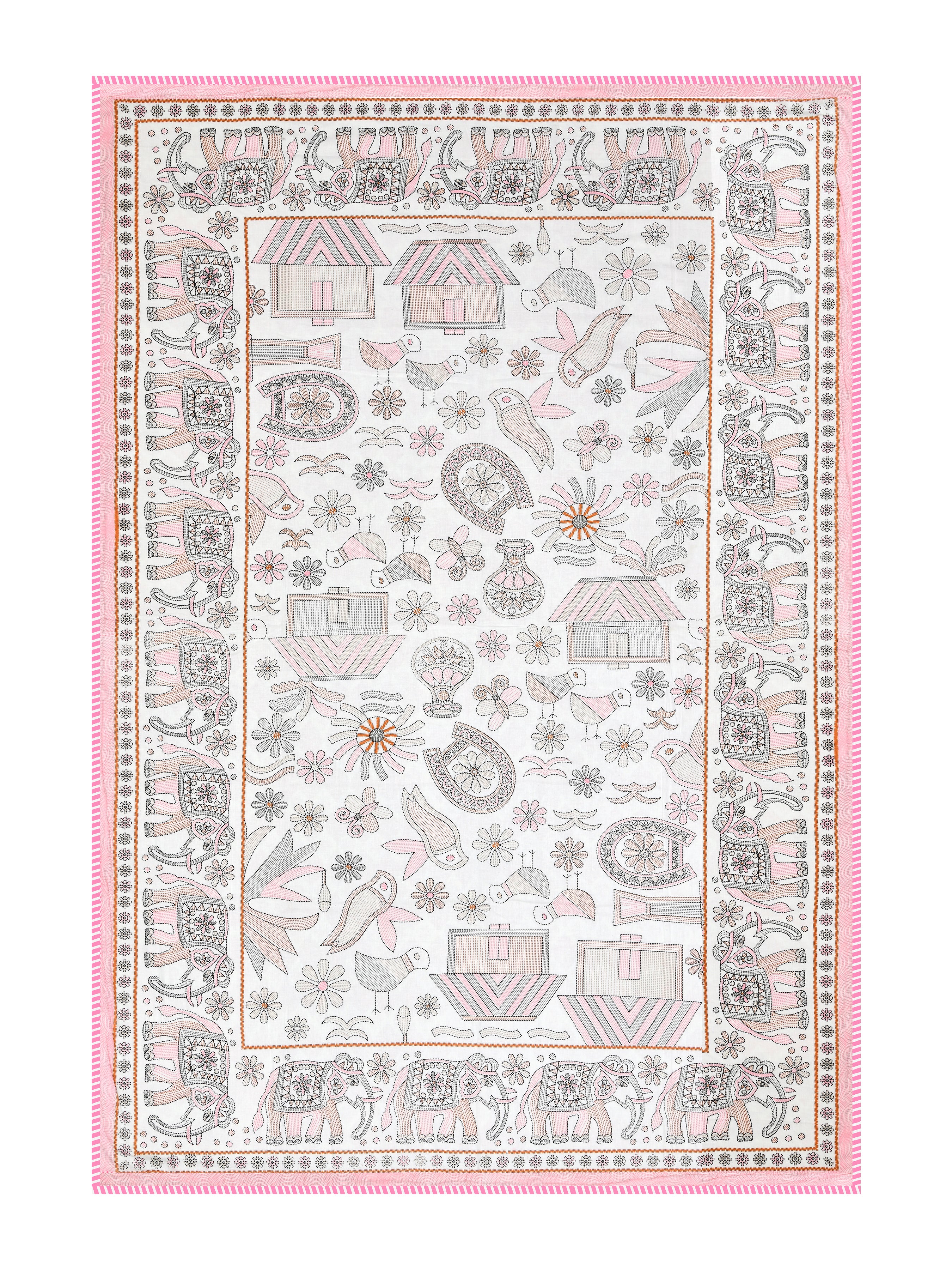 Ethnic Printed Reversible Single Bed Cotton AC Blanket | Lightweight Summer Dohar 60x90 inches