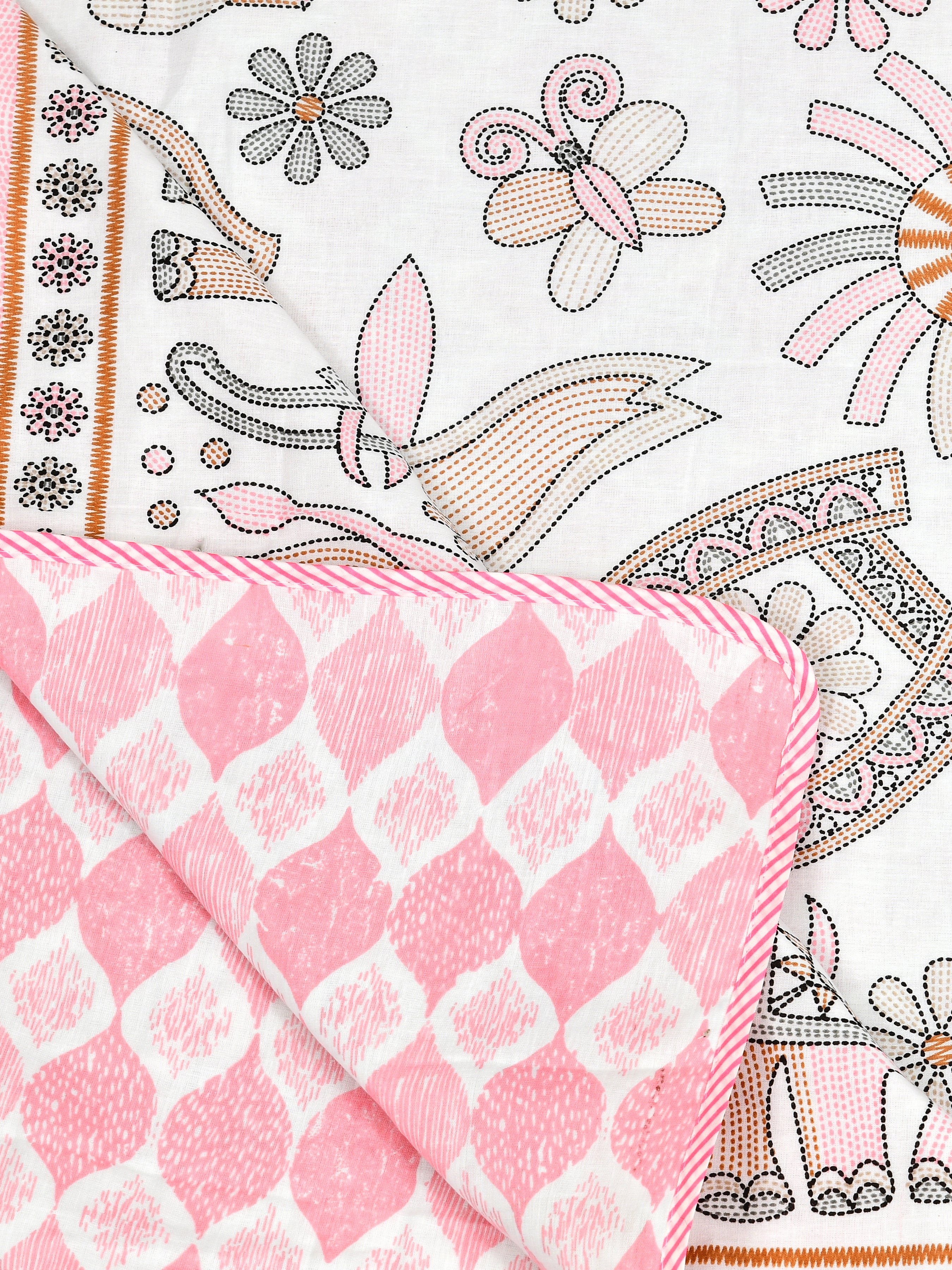 Ethnic Printed Reversible Single Bed Cotton AC Blanket | Lightweight Summer Dohar 60x90 inches