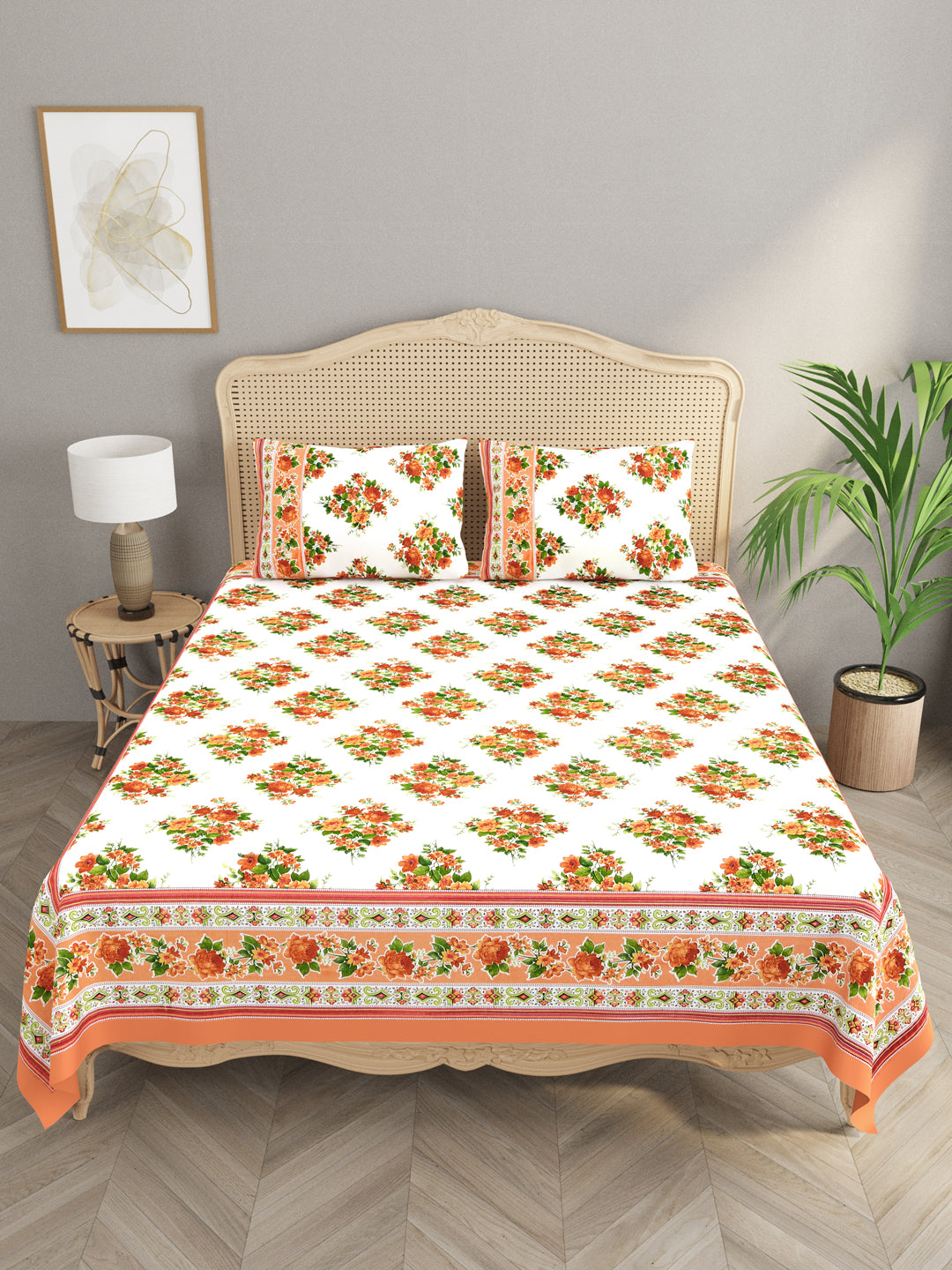 Double King Bedsheet with 2 Pillow Covers