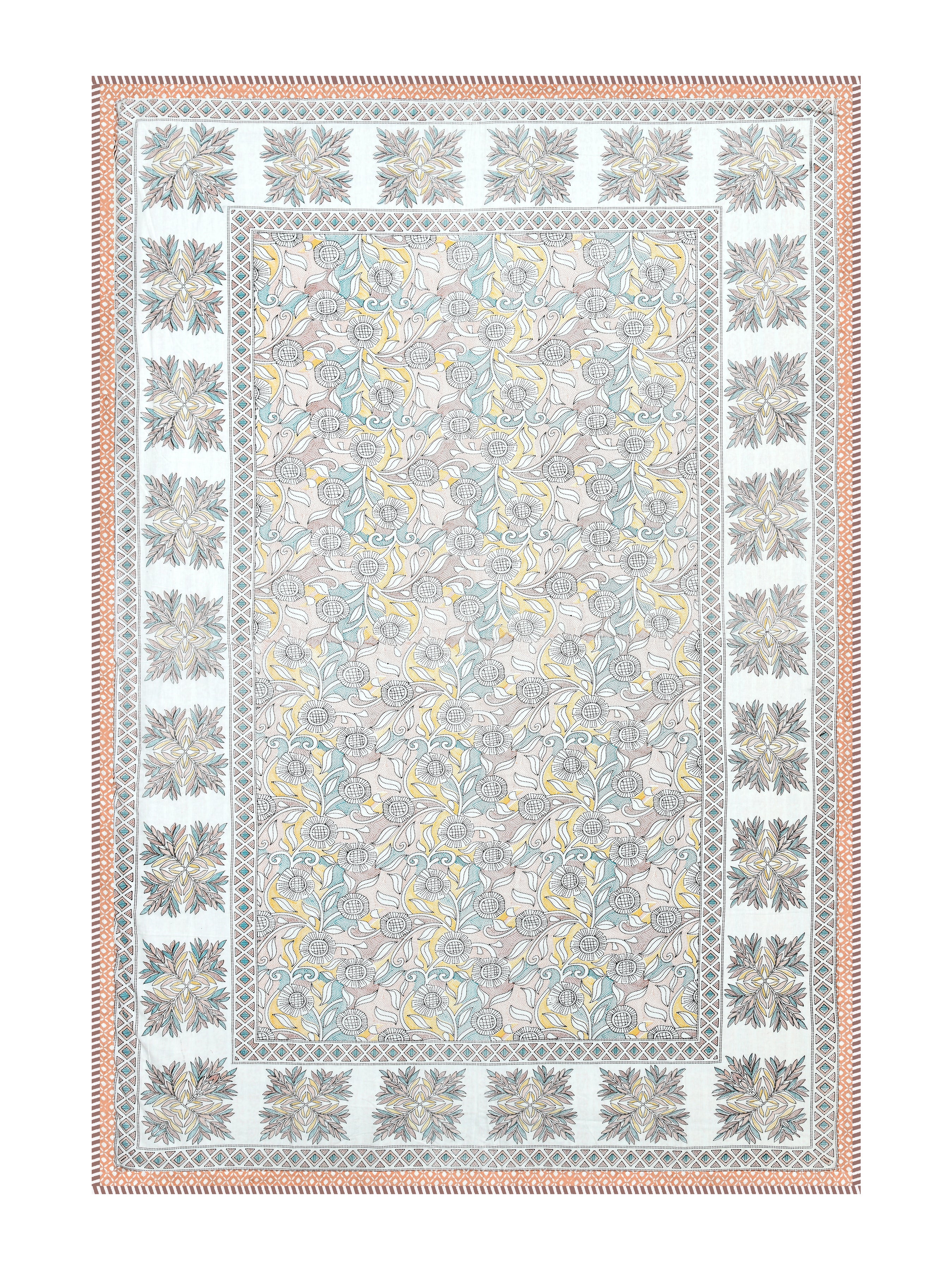 Ethnic Printed Reversible Single Bed Cotton AC Blanket | Lightweight Summer Dohar 60x90 inches