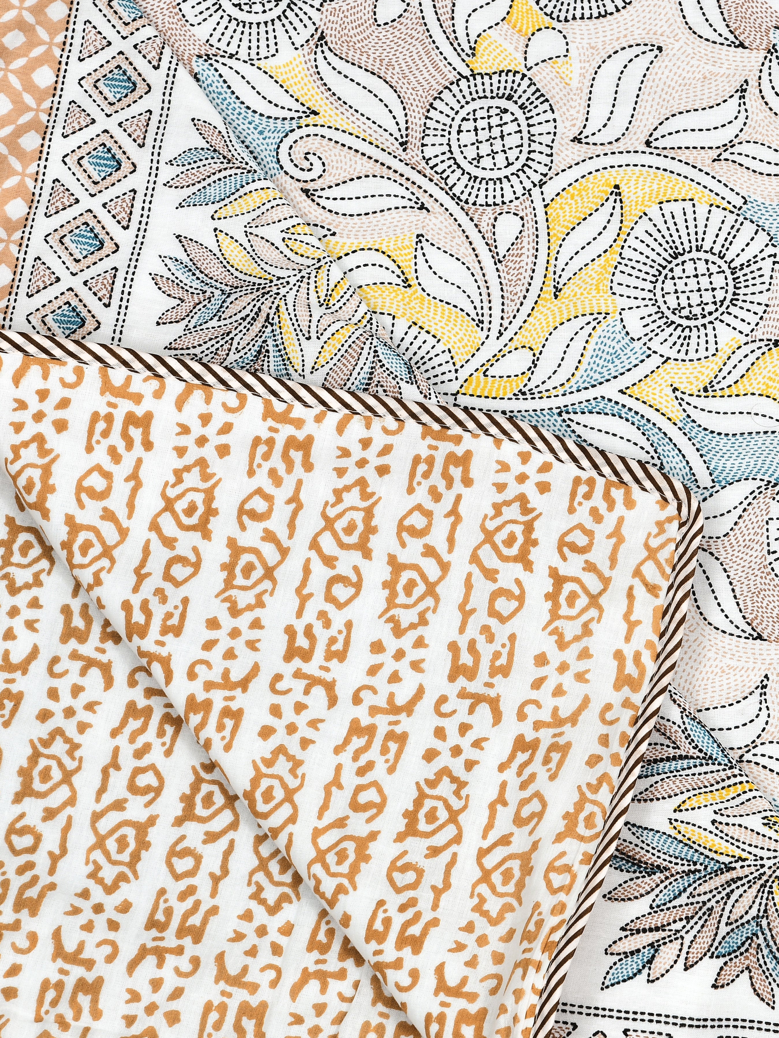 Ethnic Printed Reversible Single Bed Cotton AC Blanket | Lightweight Summer Dohar 60x90 inches