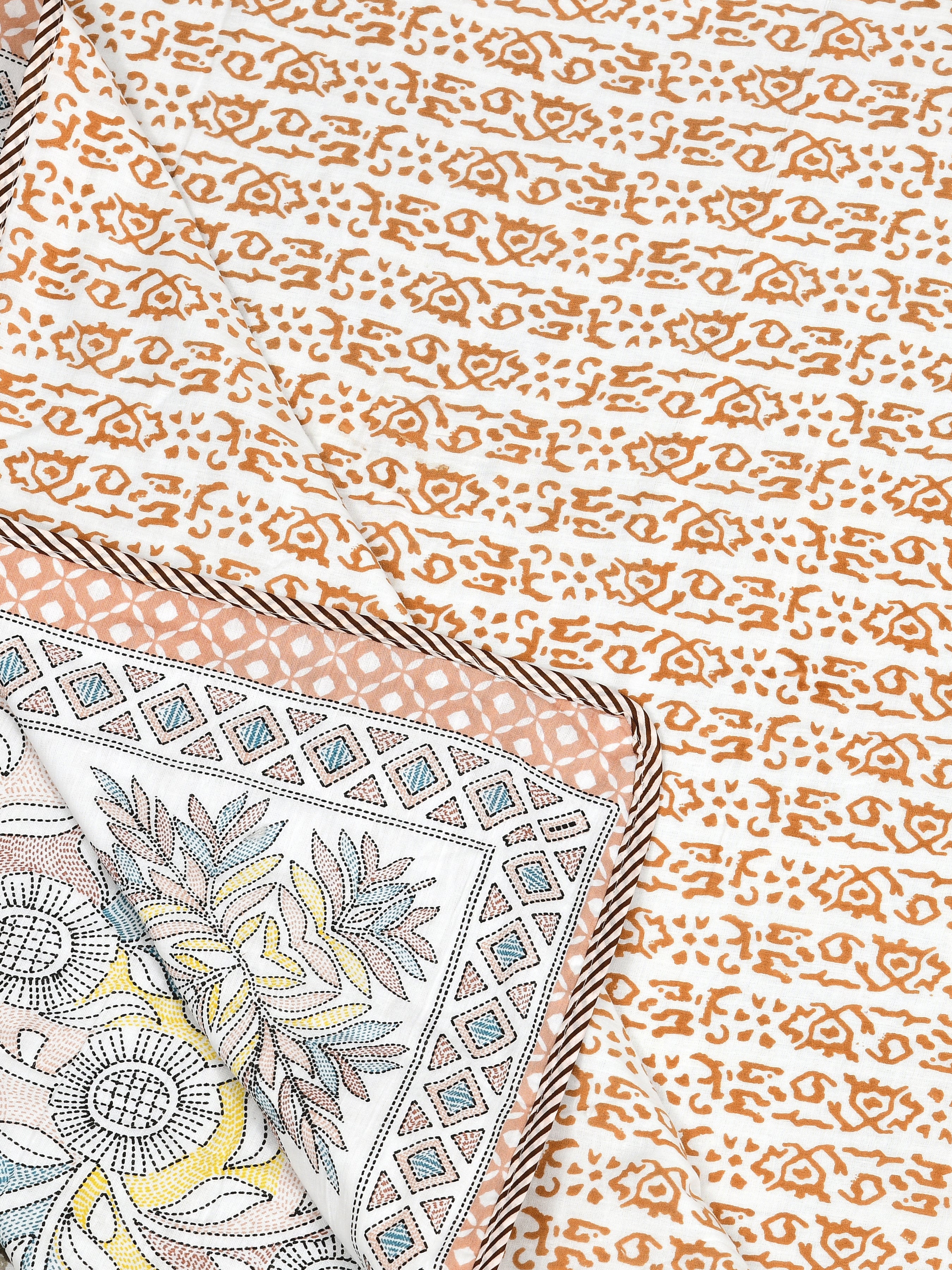 Ethnic Printed Reversible Single Bed Cotton AC Blanket | Lightweight Summer Dohar 60x90 inches