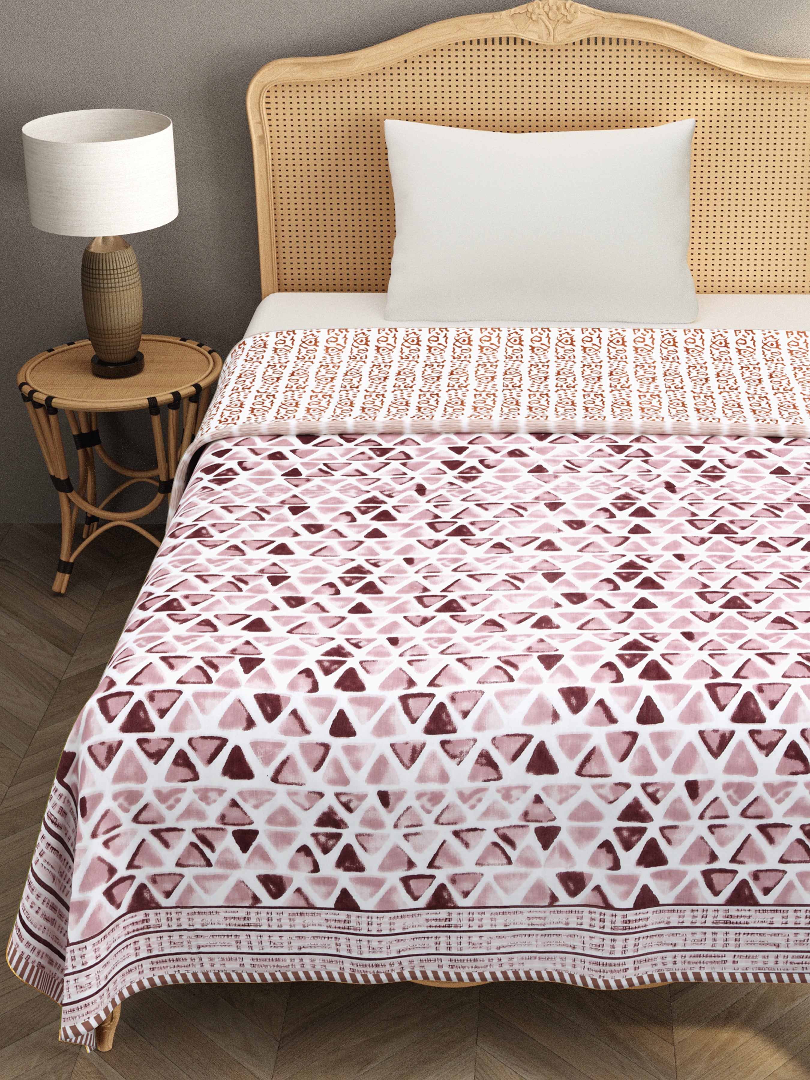 Ethnic Printed Reversible Single Bed Cotton AC Blanket | Lightweight Summer Dohar 60x90 inches