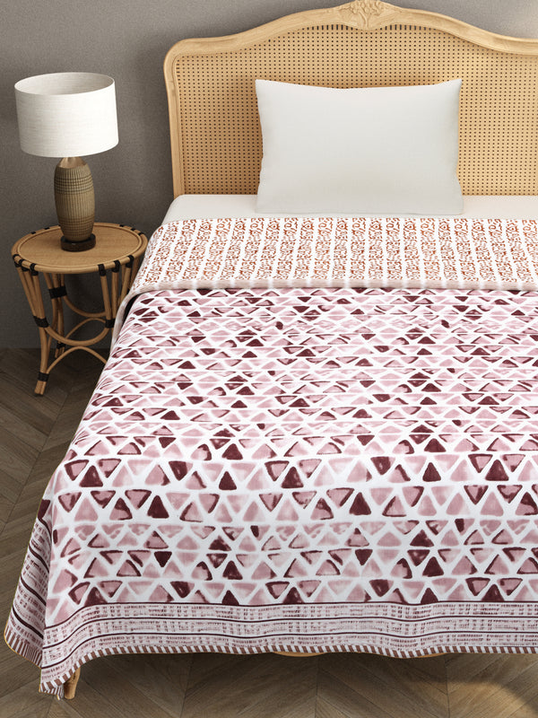Ethnic Printed Reversible Single Bed Cotton AC Blanket | Lightweight Summer Dohar 60x90 inches