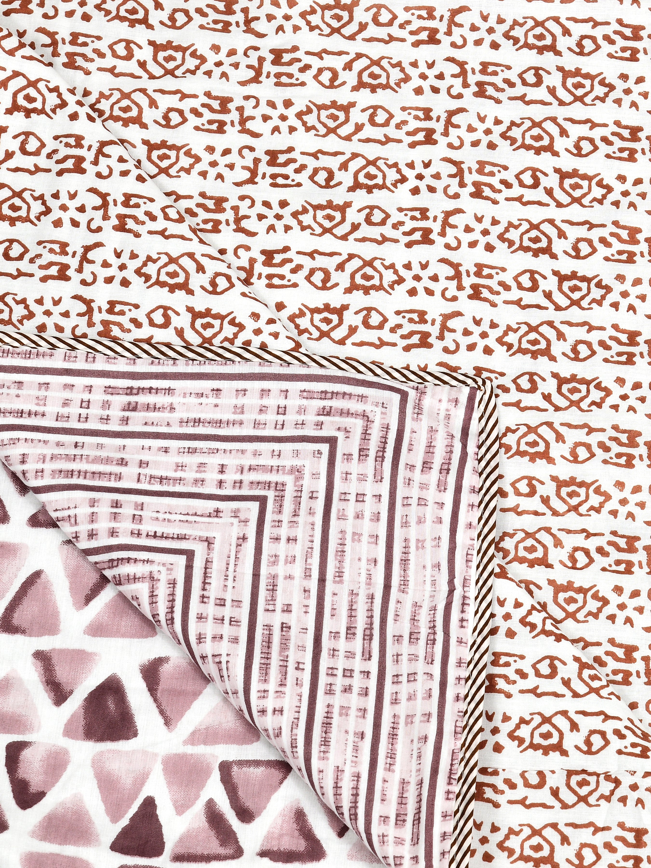 Ethnic Printed Reversible Single Bed Cotton AC Blanket | Lightweight Summer Dohar 60x90 inches