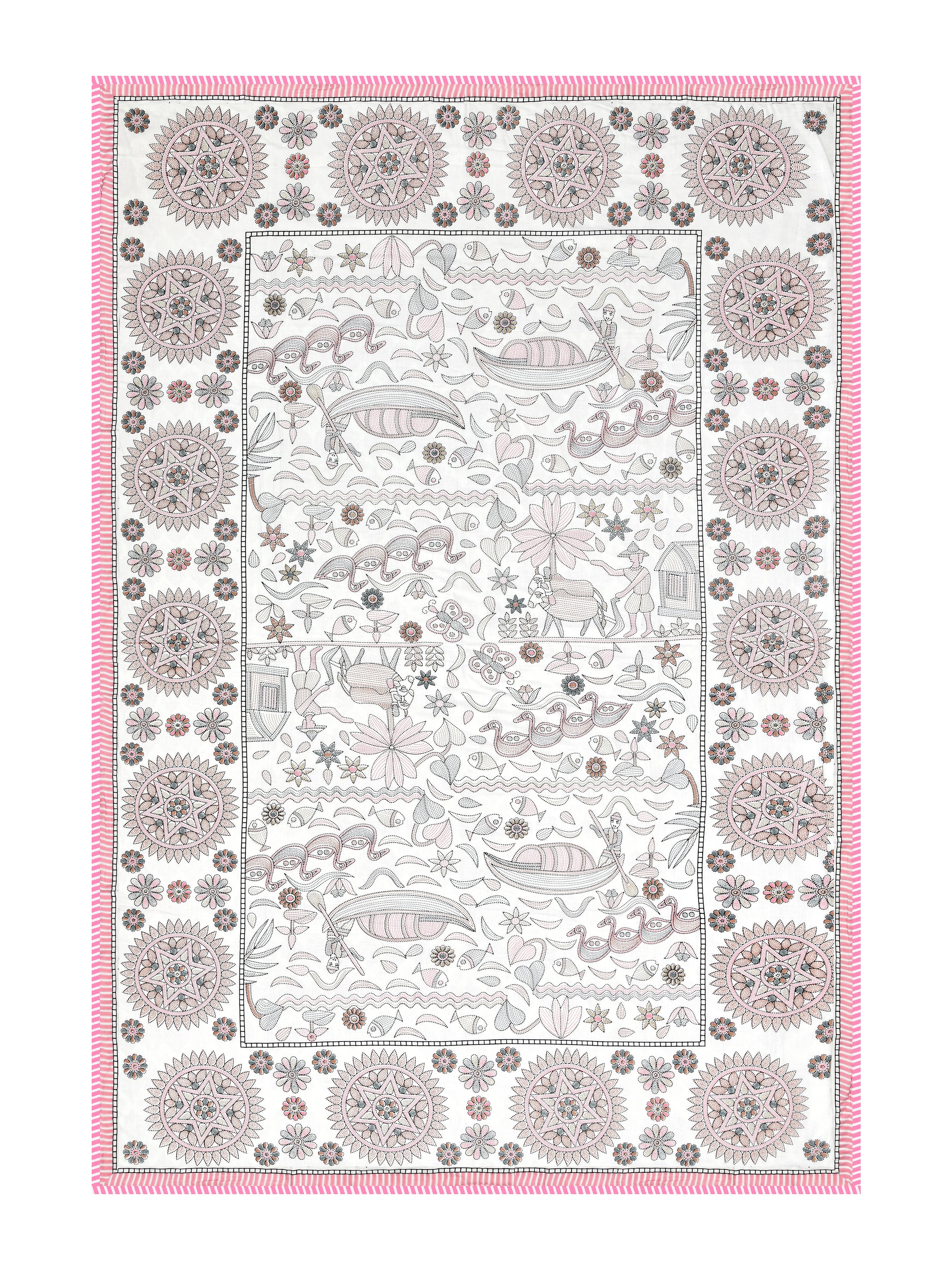Ethnic Printed Reversible Single Bed Cotton AC Blanket | Lightweight Summer Dohar 60x90 inches