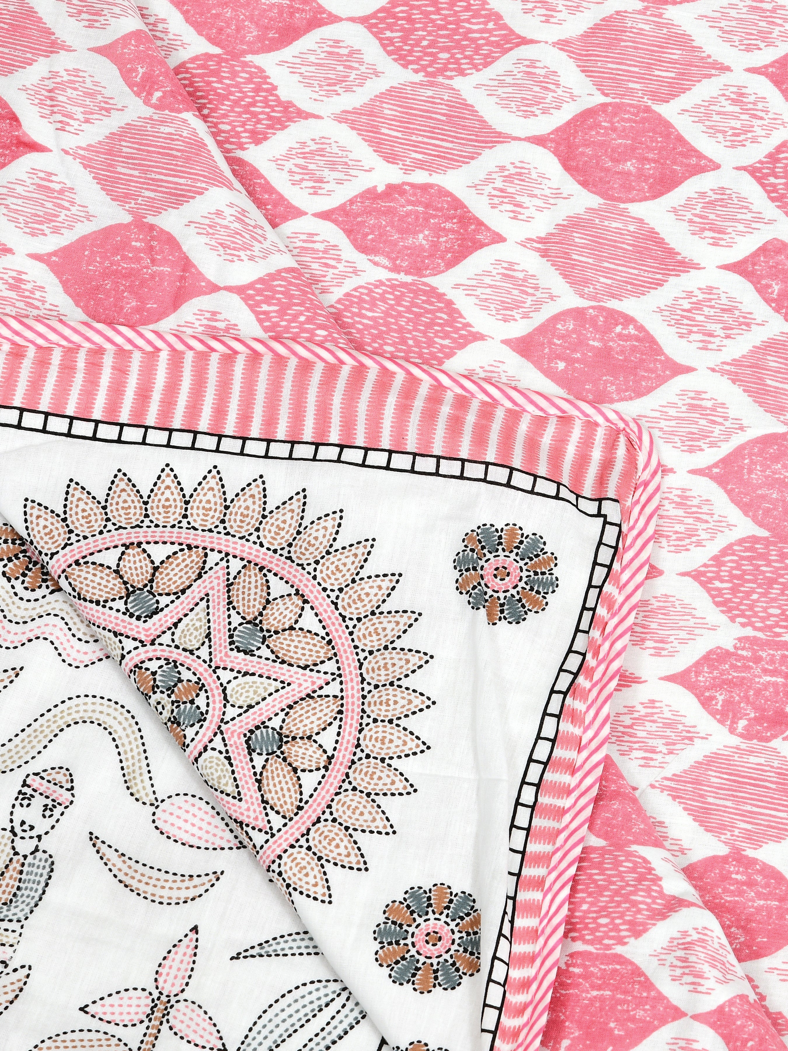 Ethnic Printed Reversible Single Bed Cotton AC Blanket | Lightweight Summer Dohar 60x90 inches