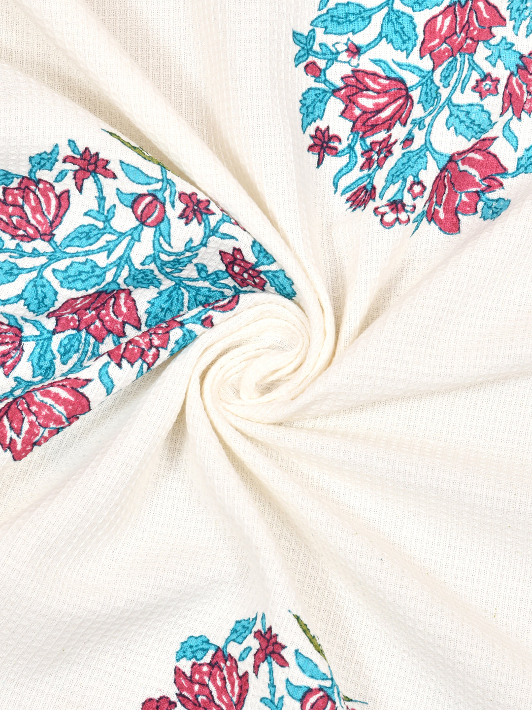 Hand Block Printed Honey Comb Cotton Hand Towel- Set of 2