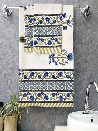 His & Her Towel Gift Set - Handblock Printed Towels - 2 Bath + 4 Hand Towels in 2 designs