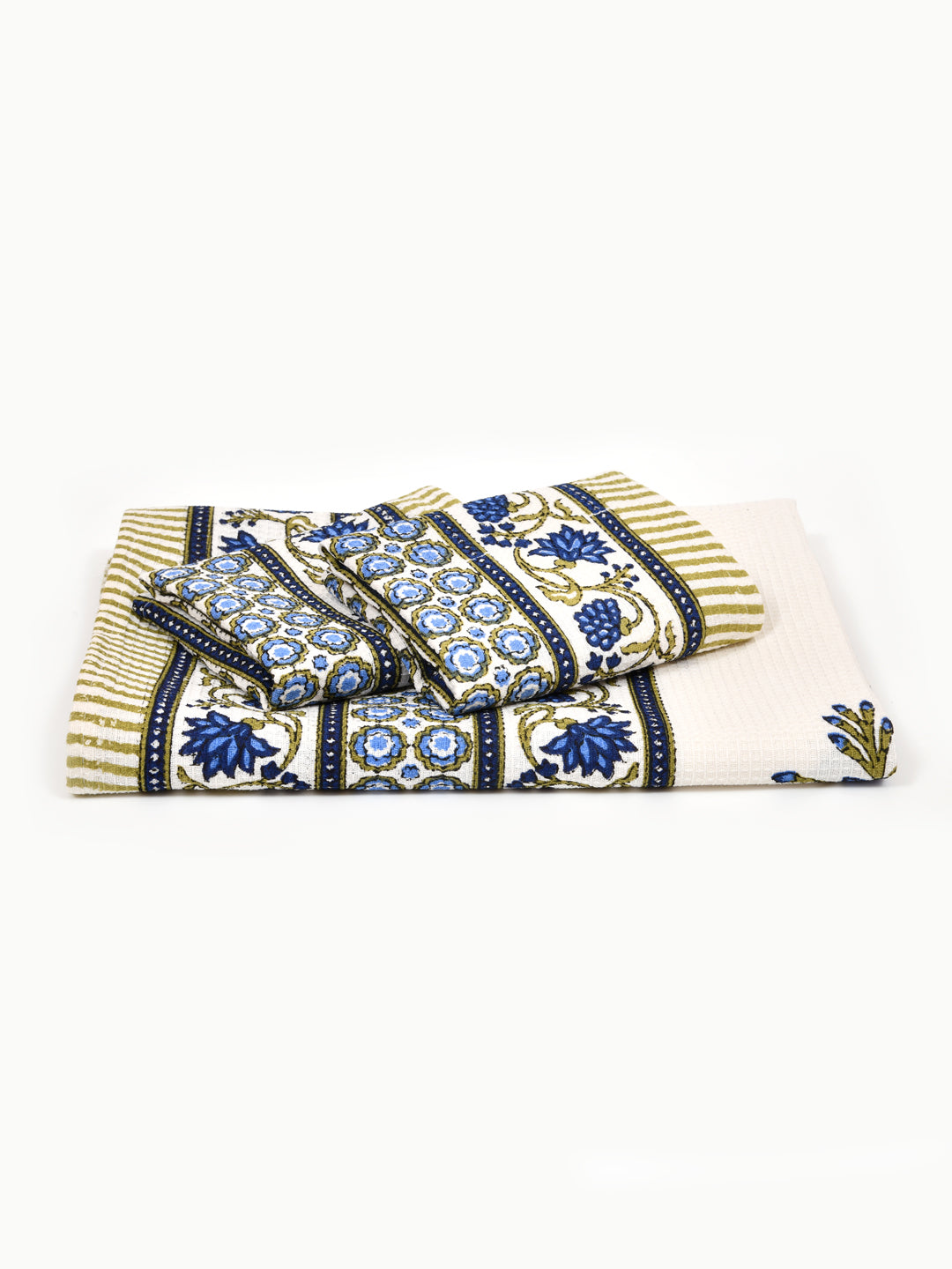 Gift Set - Handblock Printed Towels - 1 Bath + 2 Hand Towels