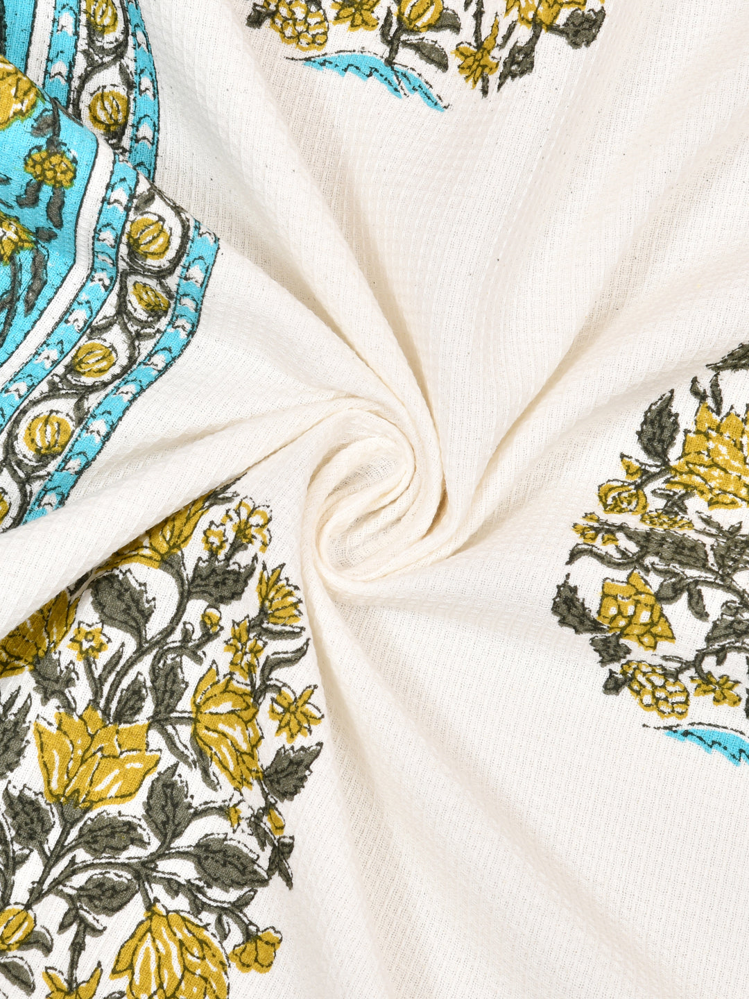 Hand Block Printed Honey Comb Cotton Hand Towel- Set of 2