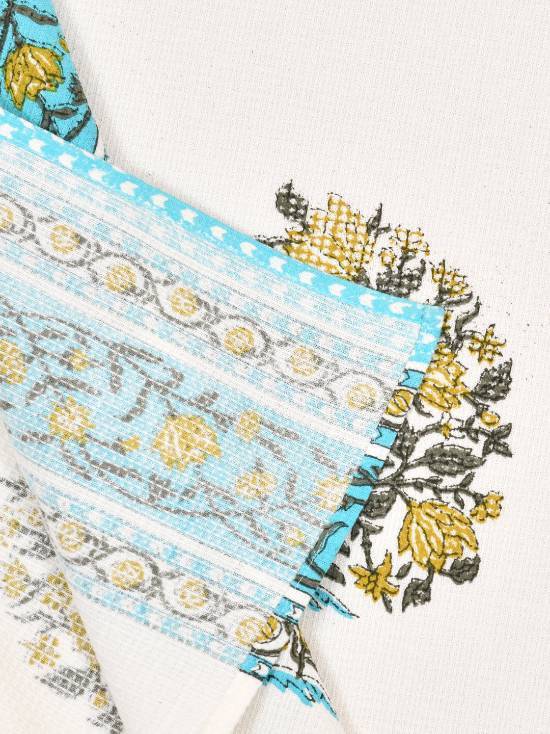 Hand Block Printed Honey Comb Cotton Hand Towel- Set of 2