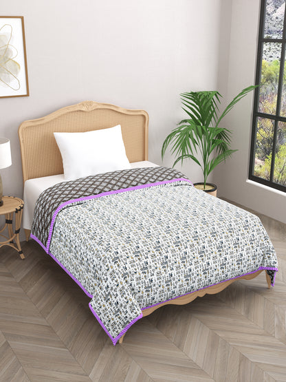 Ethnic Motifs Printed Single Bed Cotton Quilt with Cotton filling 60*90 Inches