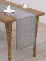 Suede quilted table runner with scallop detail - 12X70 inches