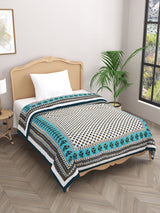 Floral Printed Single Bed Cotton Quilt with cotton filling