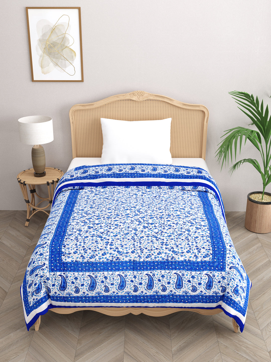 Floral Printed Single Bed Cotton Quilt with cotton filling