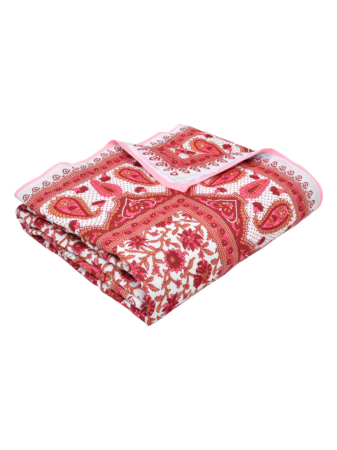 Floral Printed Single Bed Cotton Quilt with cotton filling