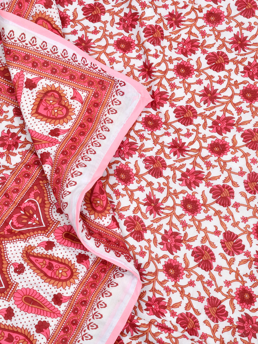 Floral Printed Single Bed Cotton Quilt with cotton filling