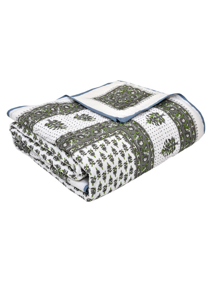 Floral Printed Single Bed Cotton Quilt with cotton filling