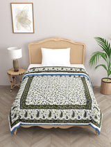 Floral Printed Single Bed Cotton Quilt with cotton filling