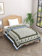 Floral Printed Single Bed Cotton Quilt with cotton filling