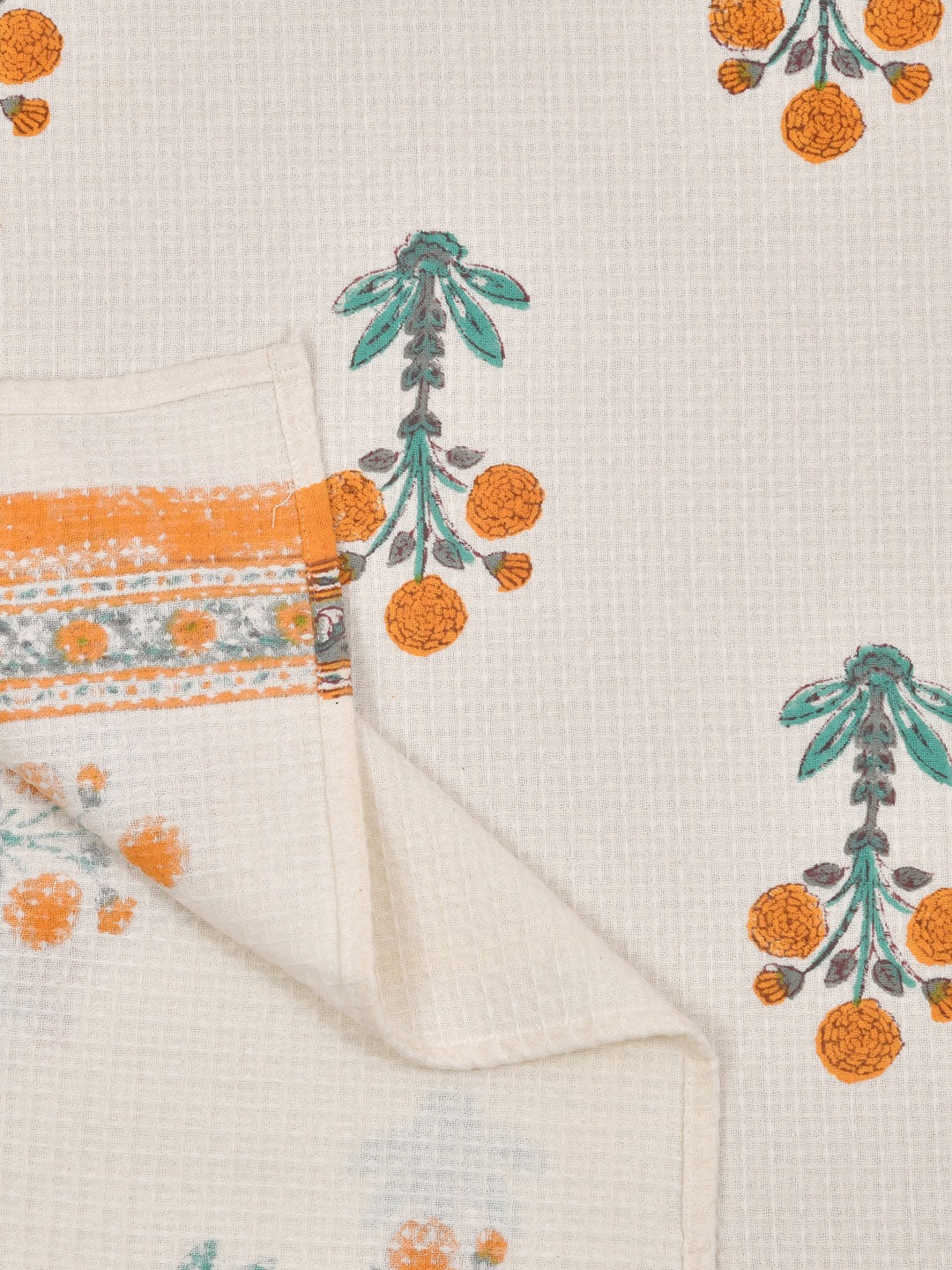Hand Block Printed Honey Comb Cotton Bath Towel
