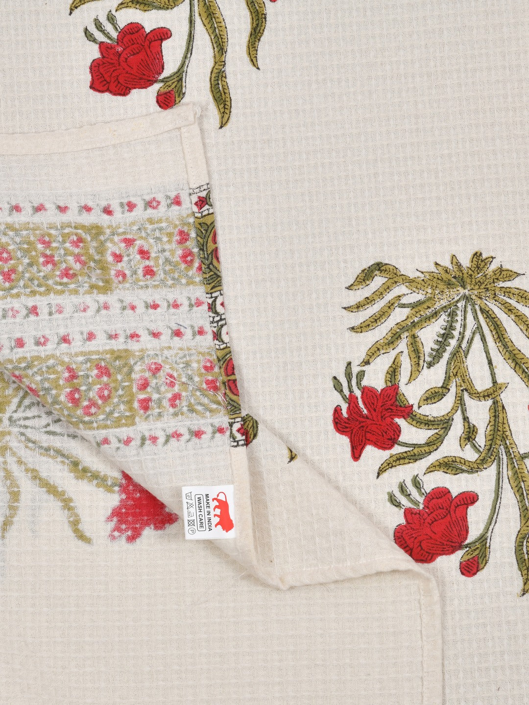 Hand Block Printed Honey Comb Cotton Bath Towel
