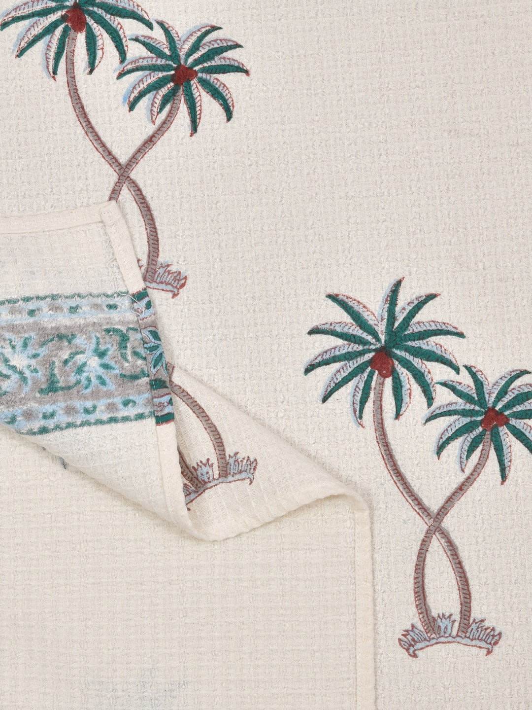 Hand Block Printed Honey Comb Cotton Hand Towel- Set of 2