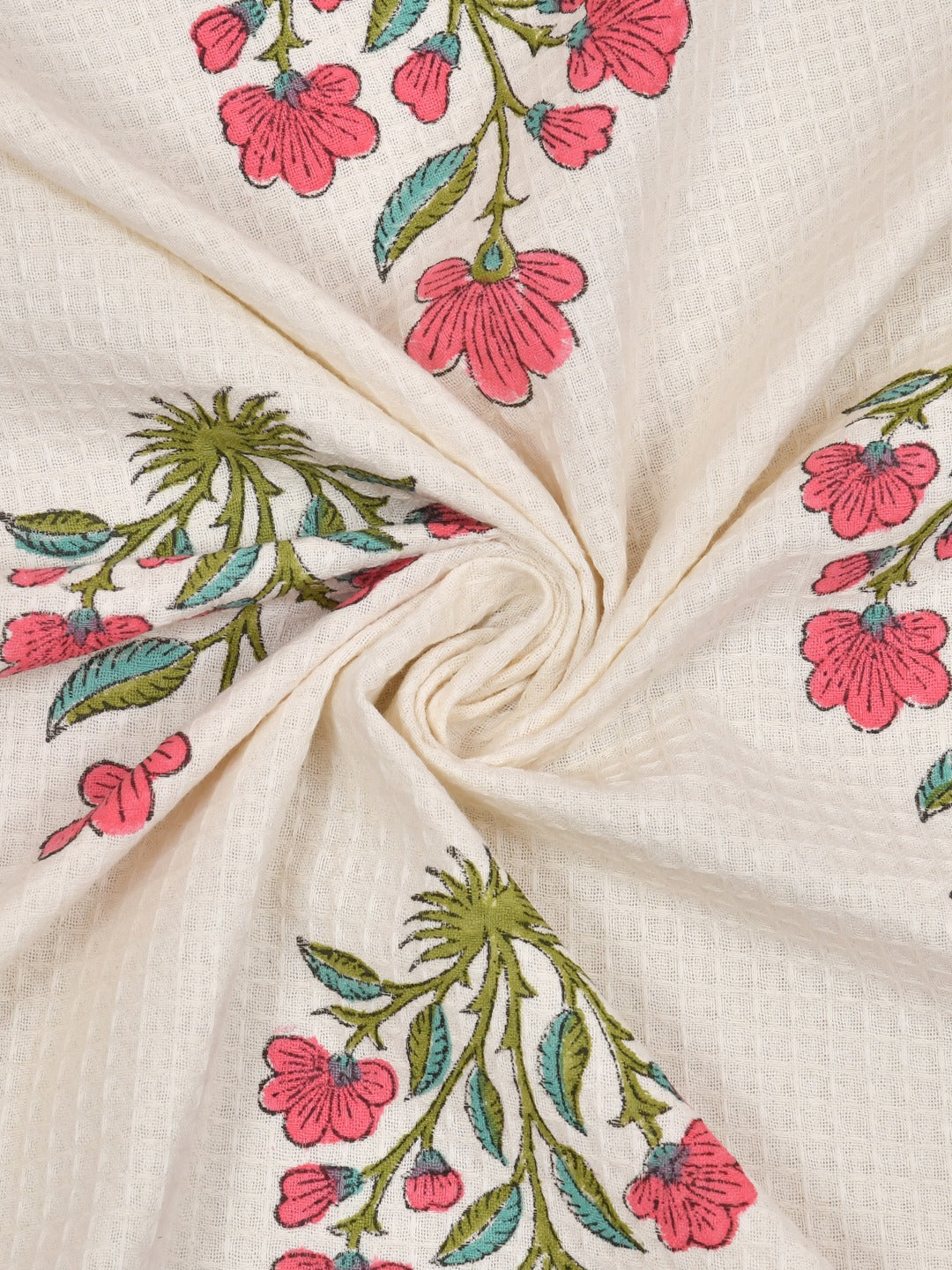 Hand Block Printed Honey Comb Cotton Bath Towel