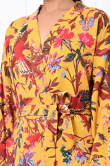 Waffle Cotton Handblock Printed Unisex Bathrobe - Free Size