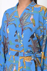 Waffle Cotton Handblock Printed Unisex Bathrobe - Free Size