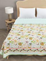 Ethnic Printed Reversible Double Bed Cotton AC Blanket | Lightweight Summer Dohar 90x108 inches