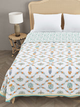 Ethnic Printed Reversible Double Bed Cotton AC Blanket | Lightweight Summer Dohar 90x108 inches
